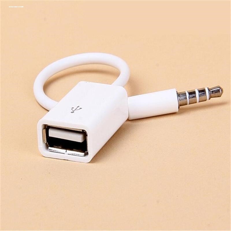 Adequado para carro buraco redondo 3.5 para usb fêmea porta adaptador cabo 35mm cabeça redonda carro OTG cabo de áudio a