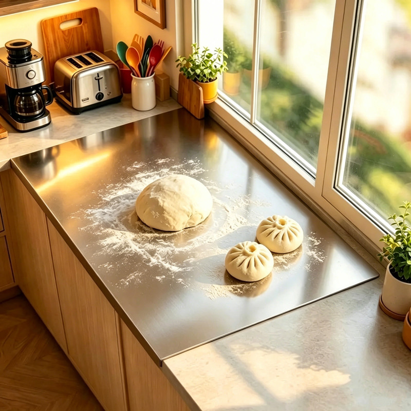 Tábua de corte de aço inoxidável espessada para cozinha Tábua de corte grande para assar Tapete de amassar de cozinha Tá