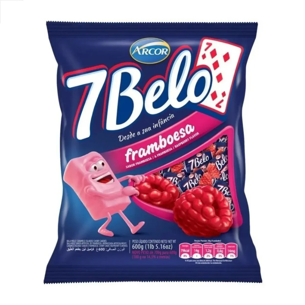 Balas 7 Belo Framboesa 500g Arcor Pacote Original Doceria Para Festa