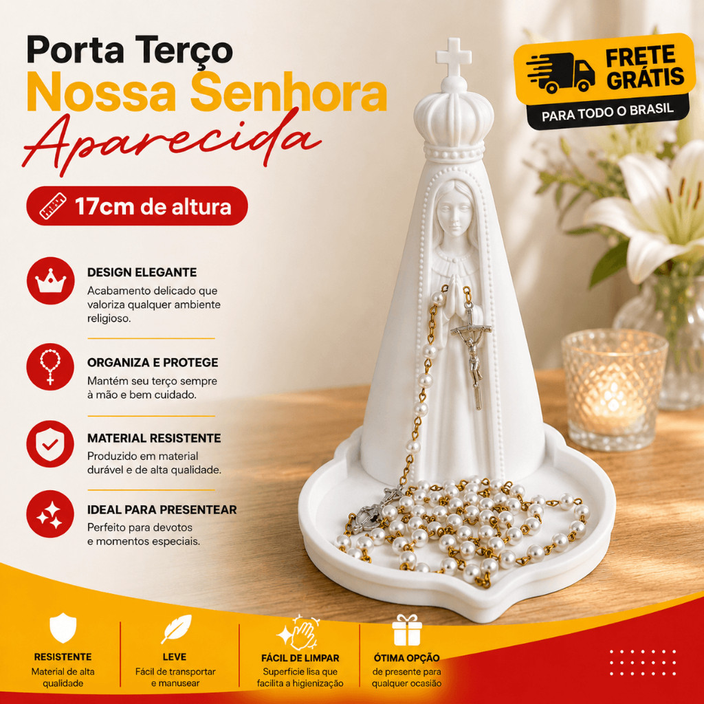 Nossa Senhora Aparecida Porta Terço 16cm Santinha Imagem Religiosa Decoração Casa
