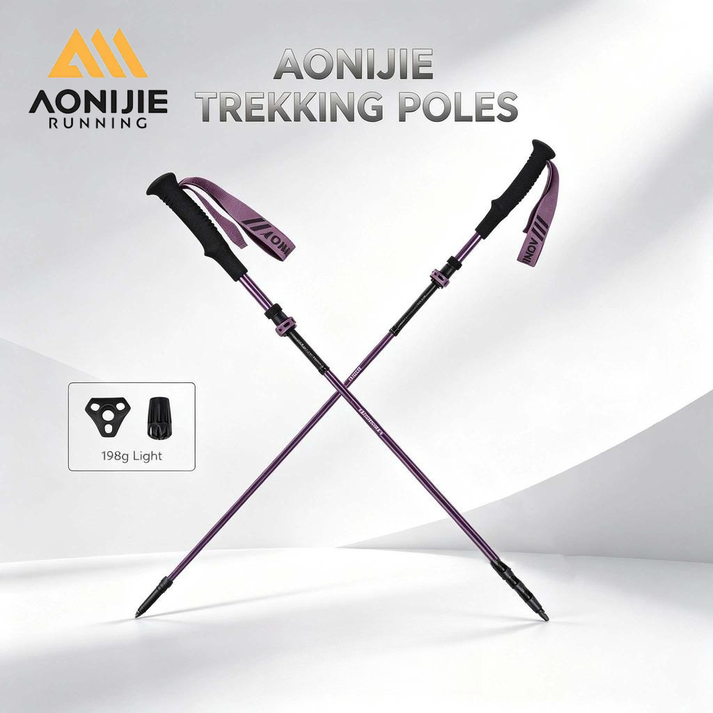 AONIJIE E4225 Bastões De Trekking De Carbono De 110-130 Cm Para Caminhadas Dobráveis Ajustáveis