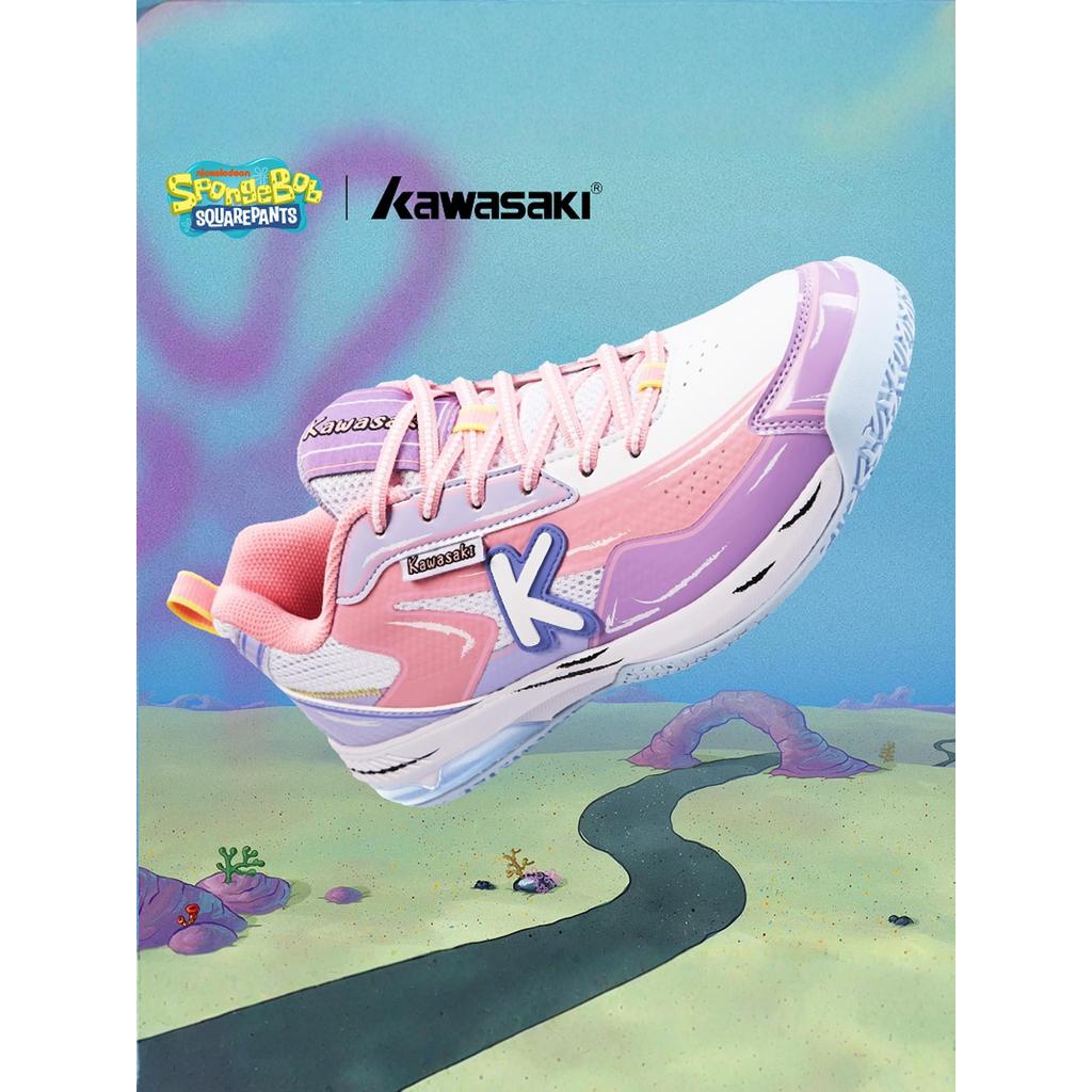 Kawasaki kawasaki Bob Esponja Calça Quadrada Co-Branded Badminton Shoes Absorção de Choque Respirável Pro