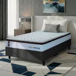 Conjunto Cama Box Espuma San Diego Branco Solteiro 88x188x67