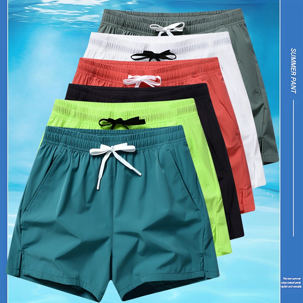 Calções de seda gelo de secagem rápida quarto masculino verão esportes ao ar livre lazer correndo bolso zíper cintura el