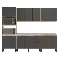 Cozinha Modulada Firenze Fhr001 Avena Touch Grafito - Demóbile