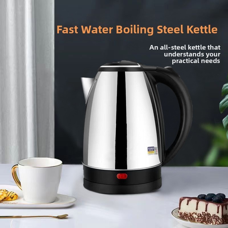 Chaleira elétrica doméstica de aço inoxidável, 2L, água fervente rápida, desligamento totalmente automático, padrão brit