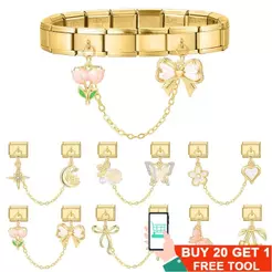 100 Pçs Design De Corrente Dourada Pulseira Modular Italiana Encantos Caber DIY Fazendo 9mm De Aço Links