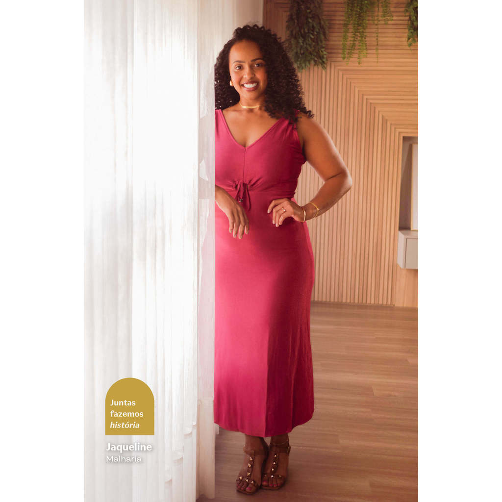 Vestido Feminino Alça Ajustável Marialícia Rosa