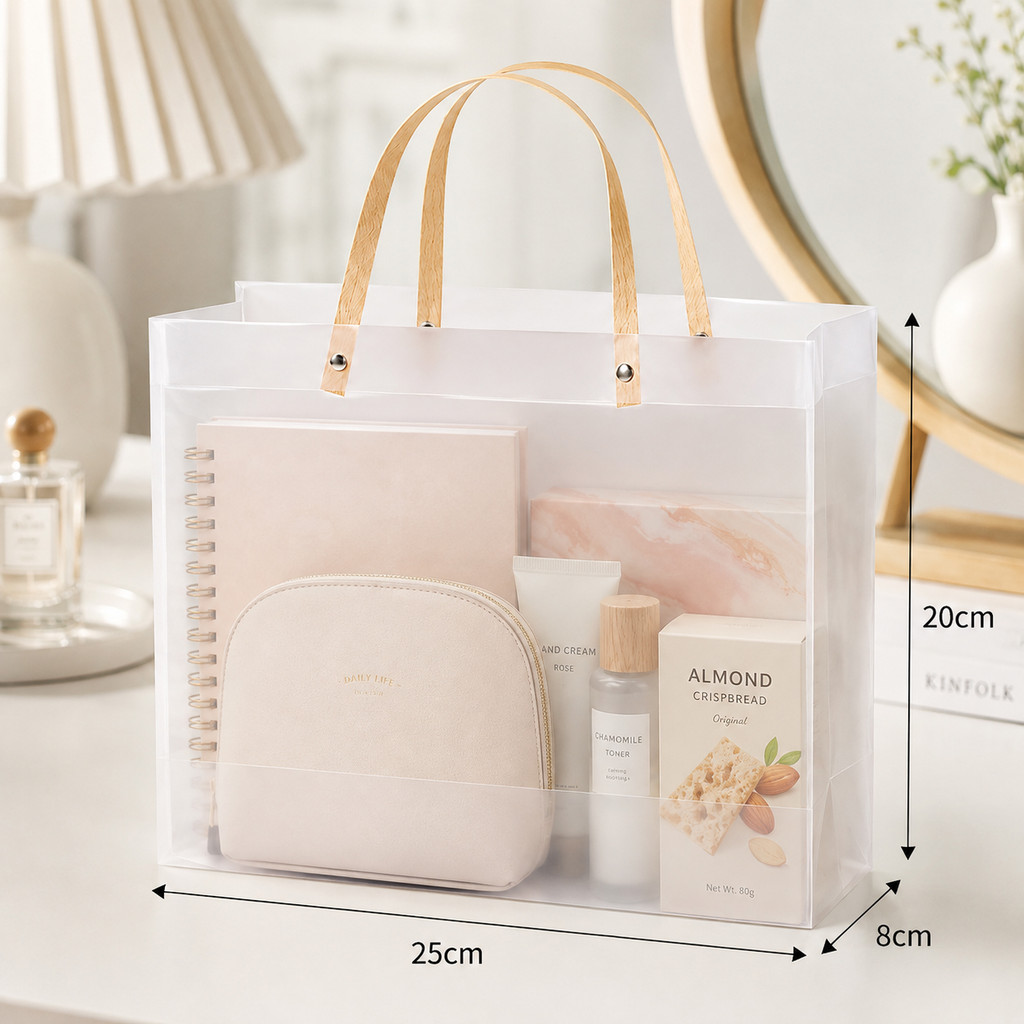 Back Field Kit 20 Bolsa Sacola Transparente Fosca C/ Alça 25×20×8cm Para Presente E Lembrancinha