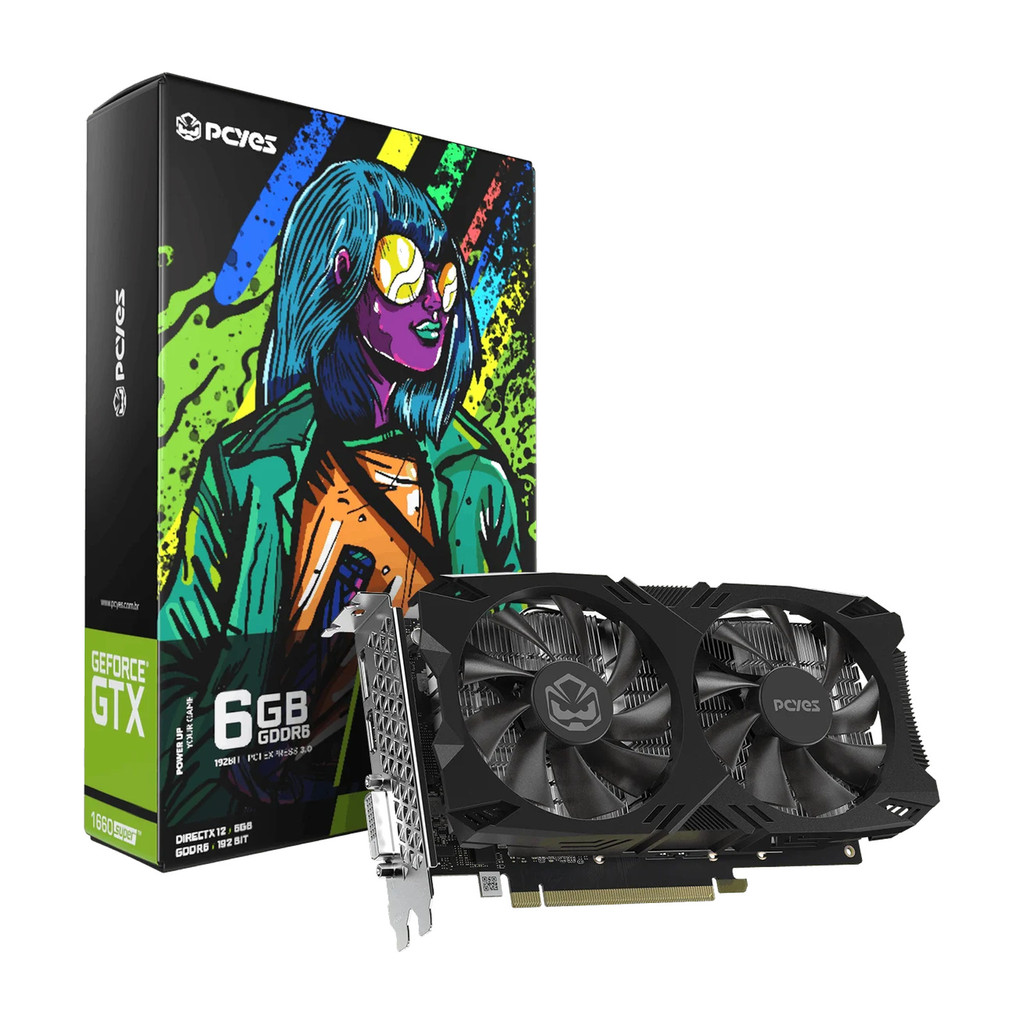 Placa de Vídeo GTX 1660 Super GDDR6 6GB 192 Bits Full Size Dual Fan PVX1660S62F - PCYES
