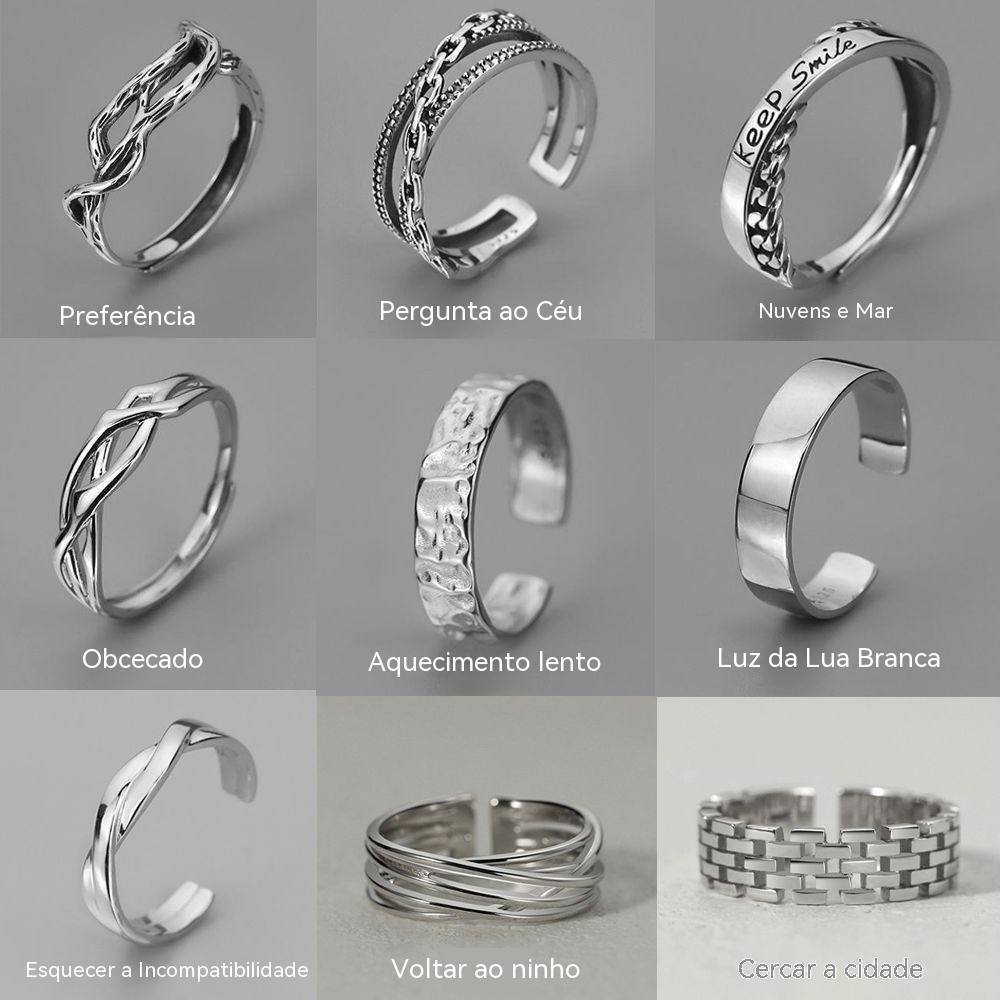 Anel masculino na moda anel único anel de dedo indicador na moda ins anel masculino anel aberto