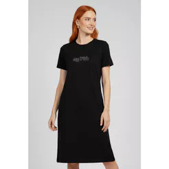 Vestido Midi Reto Feminino Marialícia Preto