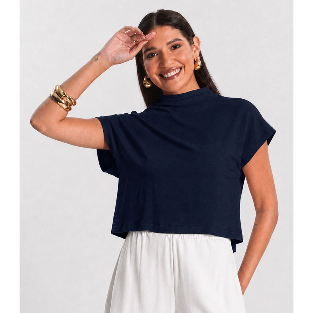 Blusa Feminina Com Gola Chaminé Infinita Cor Azul