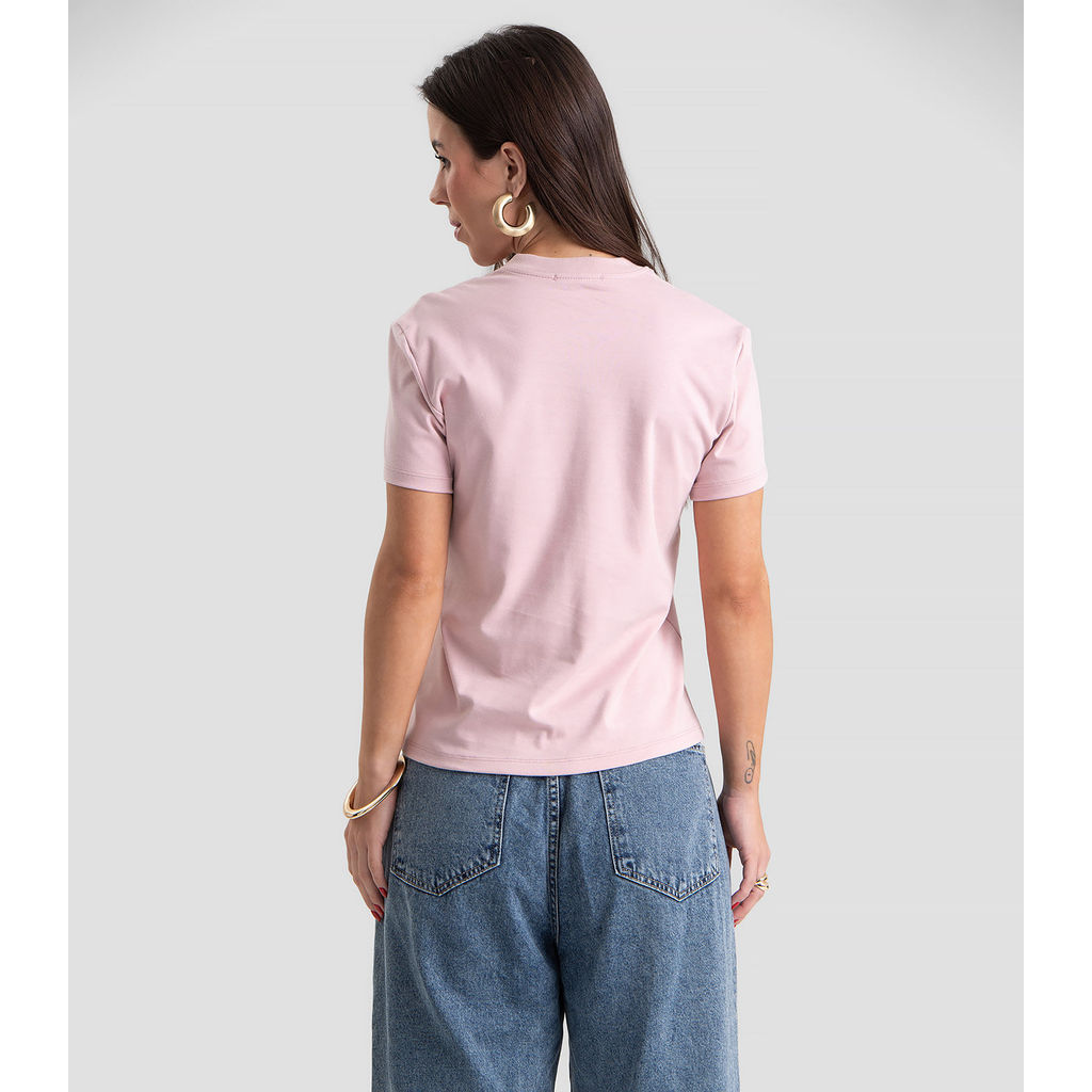 Blusa Feminina Suedine Gola Reforçada Dianna Rosa — imagem 2 de 2