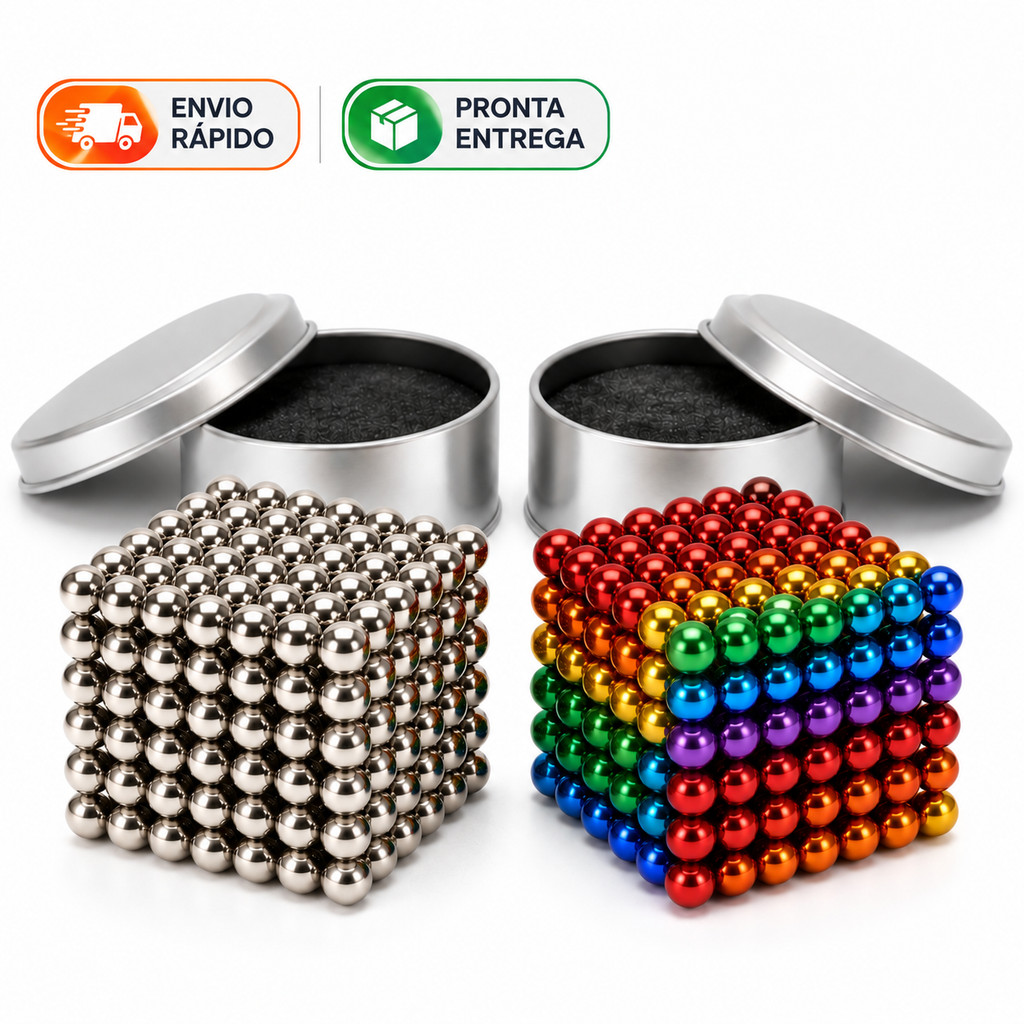 Cubo Magnético Neocubo 216 Esferas Imã Neodímio 5mm + Lata