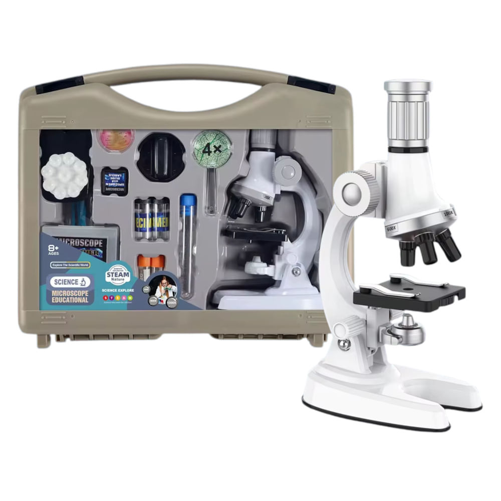 kit Microscópio Biológico Educacional - STEAM - com Ampliação 100x à 1200x - Yes Toys