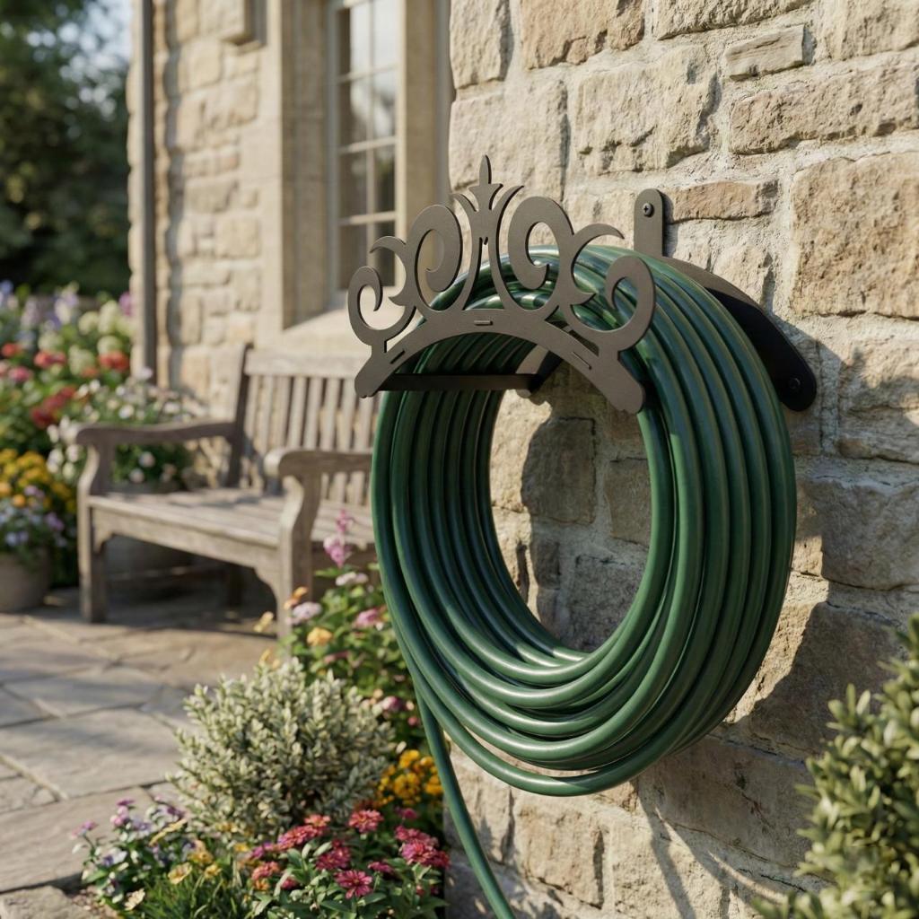 Suporte para Mangueira de Jardim Parede Organizador em Aço Decorativo