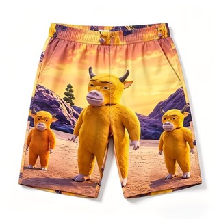 Niulai mercadoria Shorts calças soltas calças de pijama tamanho grande calças de praia abstrato engraçado escultura de a