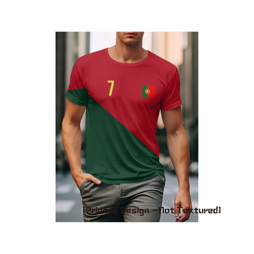 Camisa masculina de futebol com bandeira portuguesa No. 7 camisetas - Top esportivo de fibra de poliéster respirável, de