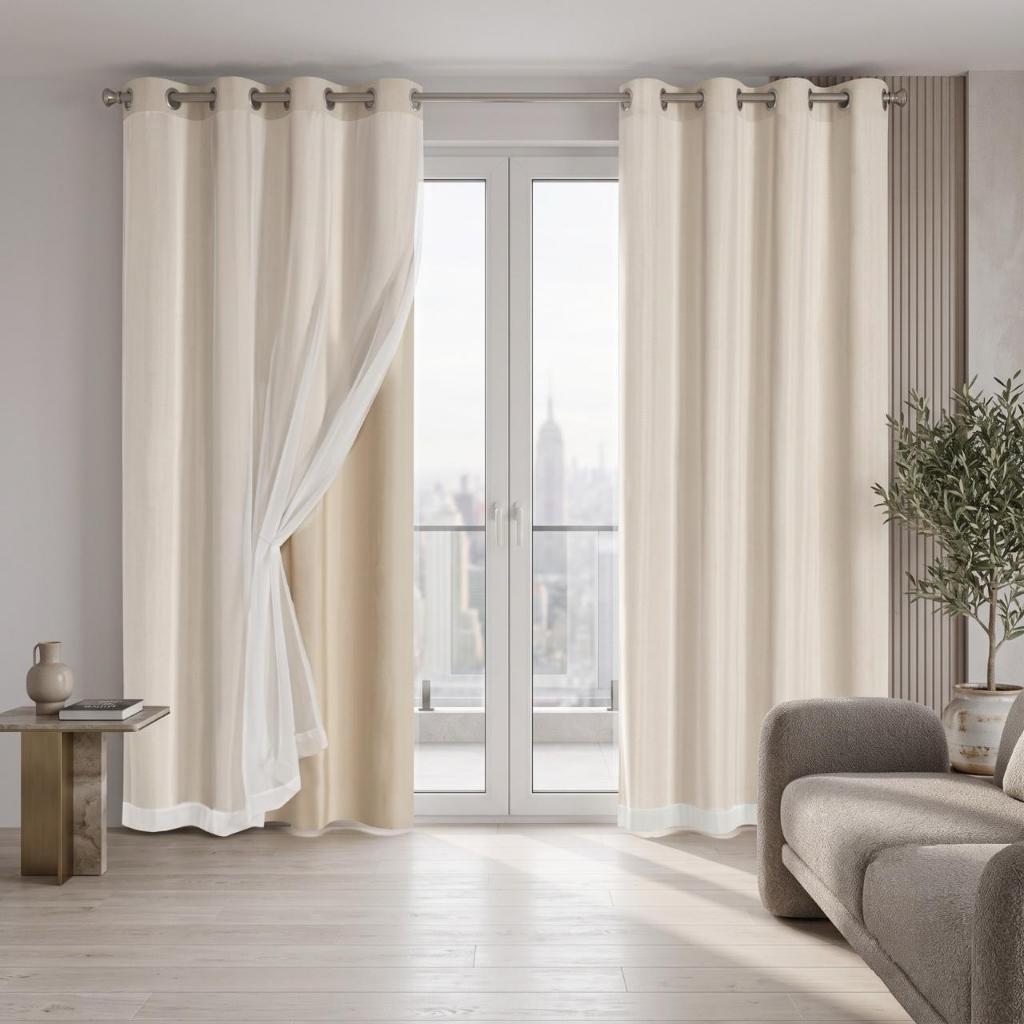 Cortina Blackout PVC com Voil Xadrez ou Liso para Sala, Quarto e Porta – Vários Tamanhos