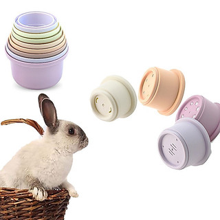 8 brinquedos de coelho empilháveis, com cores vibrantes, ideais para os coelhos brincarem, brinquedos de coelho reutiliz