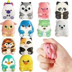 KIT 2/5/10/15 Chaveiro Squishy Anti‑Estresse, Formato de Animais Fofos, Brinquedo Macio, Modelos Sortidos