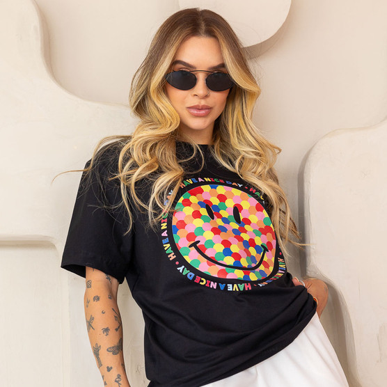 [Camiseta Premium em Algodão Puro]SISI Camiseta Oversized Feminina 100% Algodão Menegotti cropped estampado