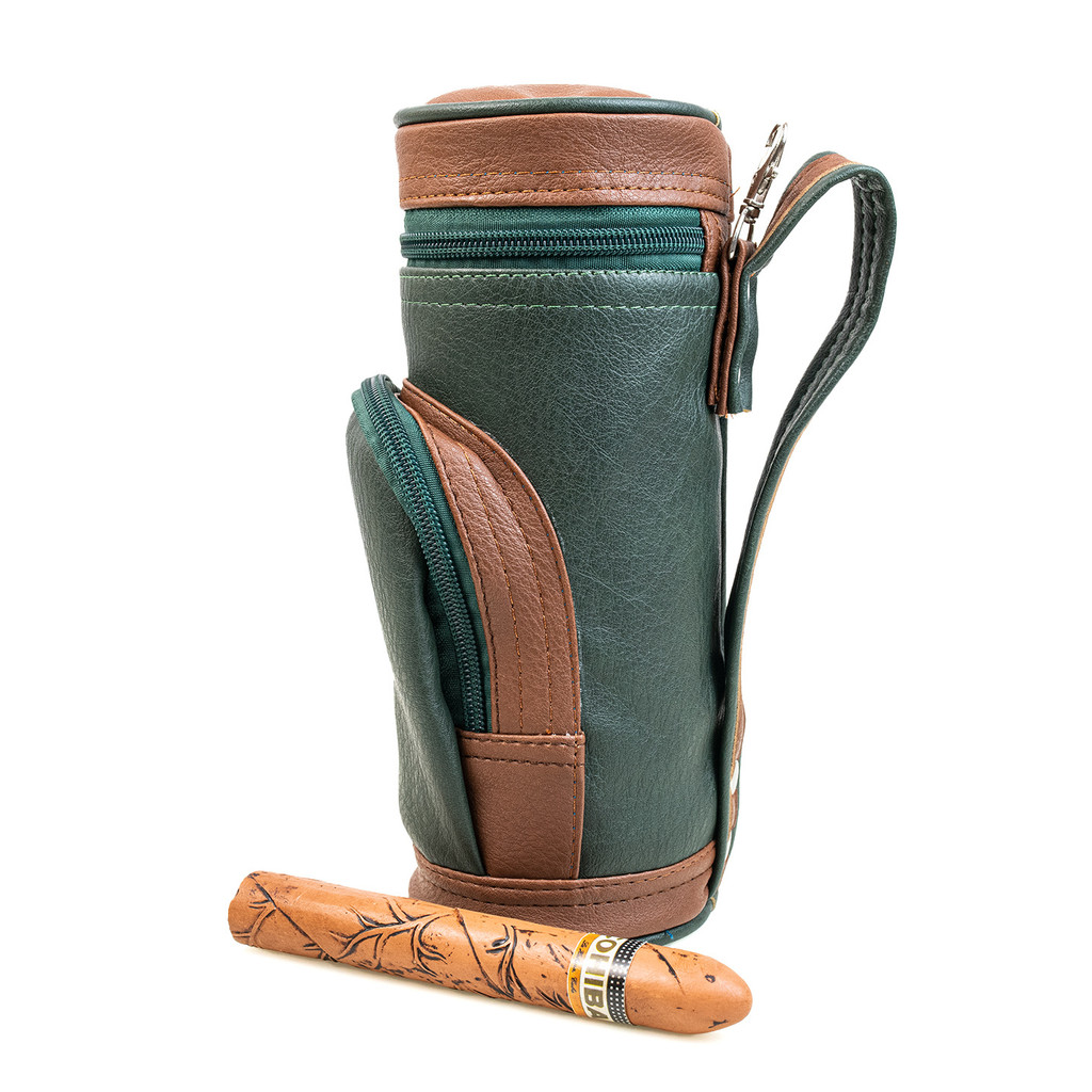 ◔Saco de golfe saco de bola charuto conjunto de viagem portátil saco de armazenamento charuto caso de couro cortador de 
