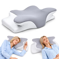 Travesseiro Ortopédico Cervical Memória Ergonômico Para Relaxamento Alívio de Dores Com Fronha Removível