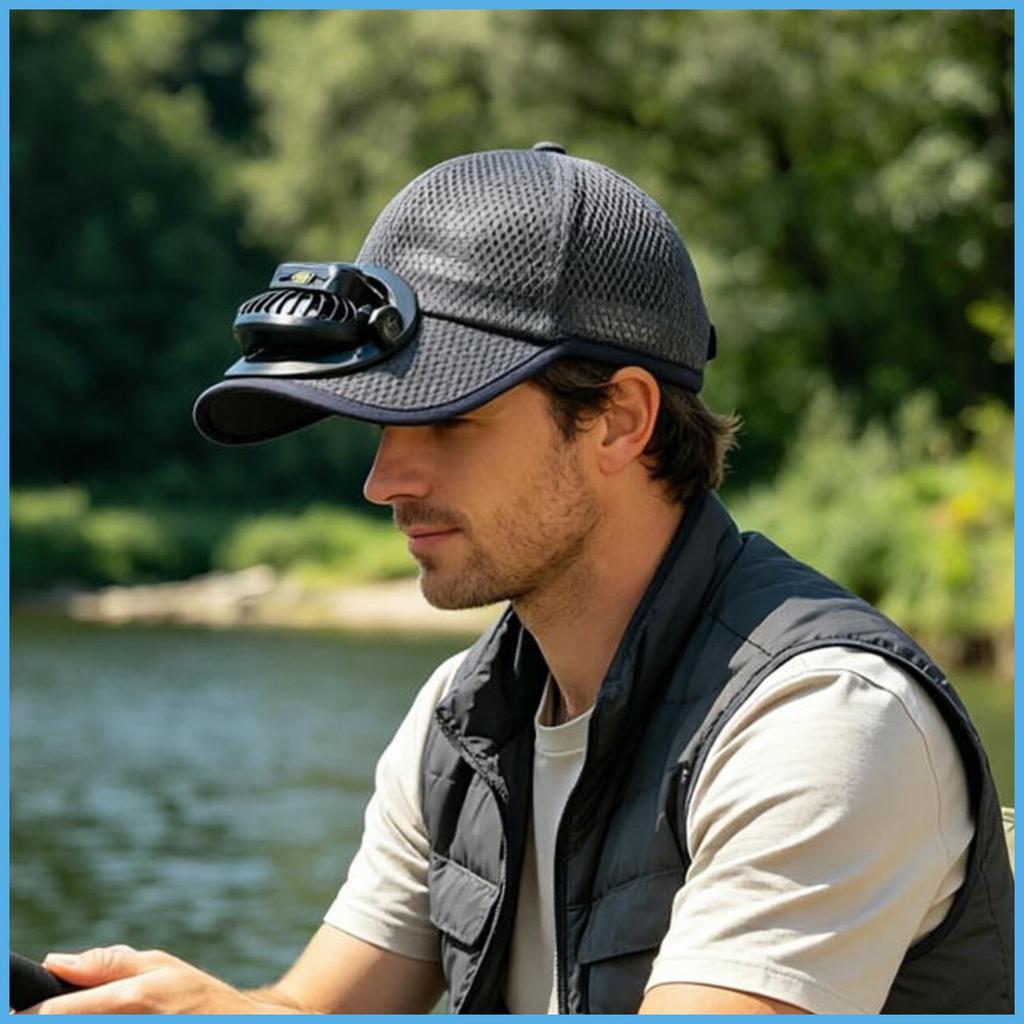 Chapéu De Pesca Com Ventiladores , Sombra De Alívio De Calor De 3 Velocidades , Recarregável Por USB , 600mAh , Sol Sola
