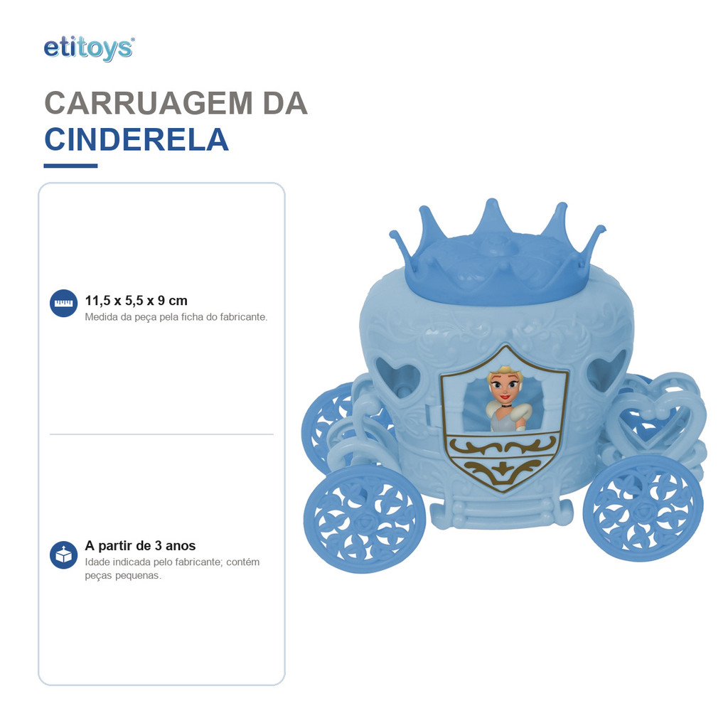 Carruagem Da Cinderela Brinquedo Azul Etitoys — imagem 2 de 2