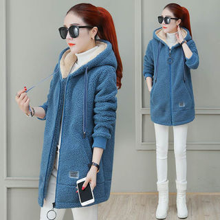 Forro de lã engrossado moletom feminino novo estilo na moda outono inverno topo Cardigan inverno imitação jaqueta de lã 