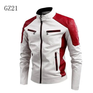 Jaqueta de couro masculina casual para motociclistas, com detalhes em patchwork e gola retrô, quente, modelo TO629