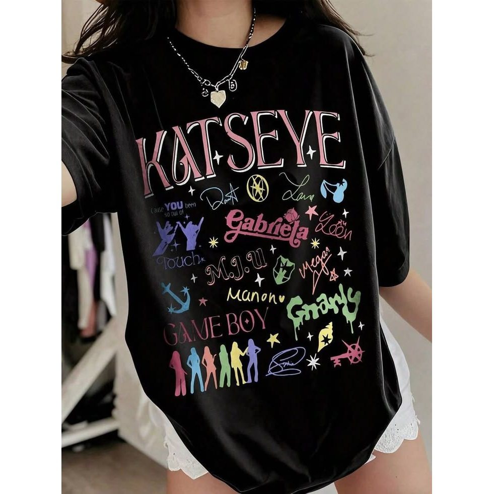 Camiseta Feminina Katseye K-pop confortável linda estilosa moderna moda feminina casual tendência verão