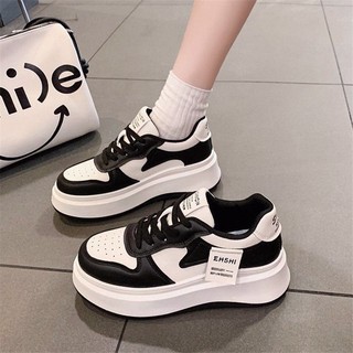 Sola grossa 7CM preto cem all-match sapatos planos femininos primavera outono novo estilo coreano Casual all-match sapat