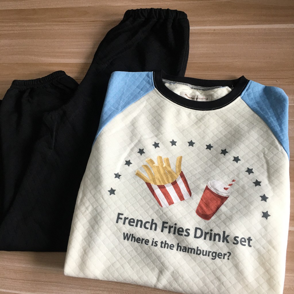 Exportação de comércio exterior crianças roupas meninos grandes crianças outono dos desenhos animados batatas fritas pij