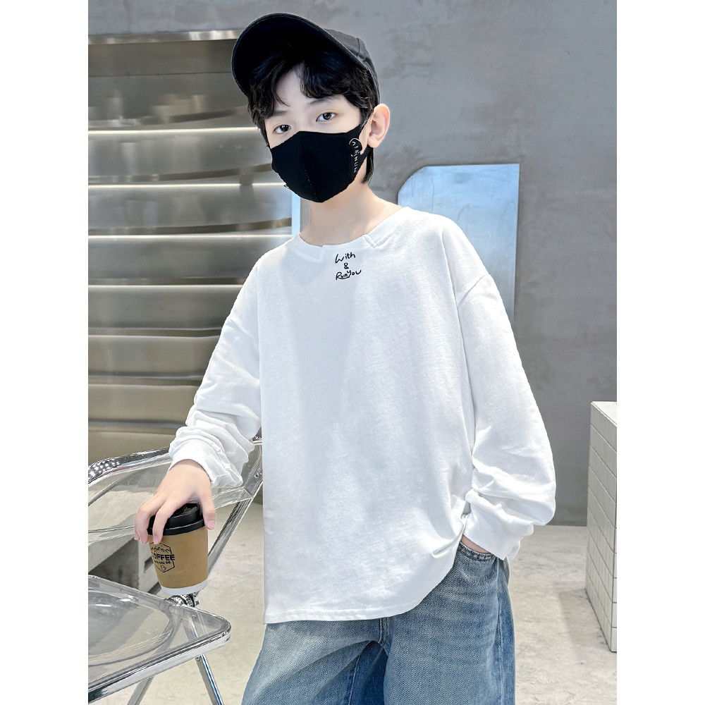 Meninos primavera manga comprida camiseta camisa de fundo grandes crianças novo estilo primavera topo meninos primavera 