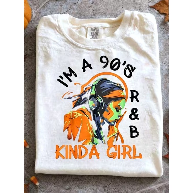 Camiseta Feminina Estampada 90s R&B Divertida Confortável Estilosa Linda para Moda Casual Tendência Verão