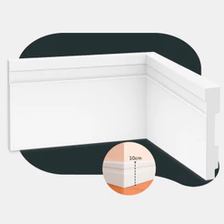 Kit 10 Metros Rodapé Branco 1m Poliestireno PS Alut By Avant Liso ou com Friso 10cm ou 7cm Moldura Decorativa
