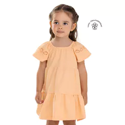 Vestido Infantil Menina Malha Linho Colorittá Laranja