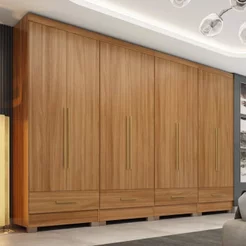 Guarda Roupa 100% MDF 4 Peças 8 Portas 4 Gavetas Smart Plus Bege/Cinamomo Cinamomo