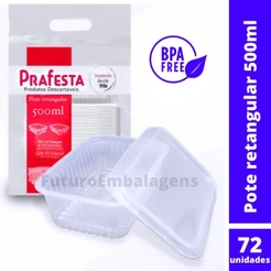 72un Pote 500ml Marmita Descartável Freezer Microondas - Prafesta