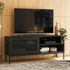 Rack para TV até 55 Polegadas MDF 135cm 1 Porta Buriti Olivar Móveis Preto Preto
