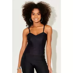 Blusa Feminina Up Glam Alça Fina Planet Girls Preto
