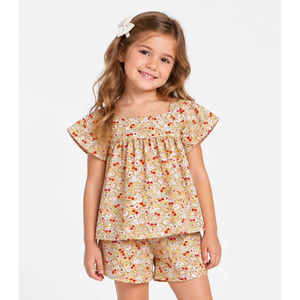 Conjunto Blusa Com Shorts Infantil Select Amarelo
