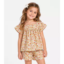 Conjunto Blusa Com Shorts Infantil Select Amarelo