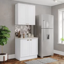 Cozinha Compacta 2 Peças 100% MDF com Tampo Branco HP/Calcare Americana Branco