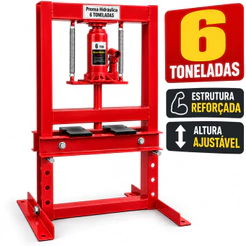 Prensa Hidráulica 6 Toneladas Reforçada - Oficina Industrial Compressão e Montagem