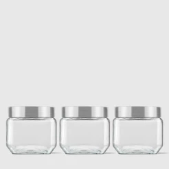 Kit com 3 Potes Quadrados Collection 800ml Inox Escovado Invicta