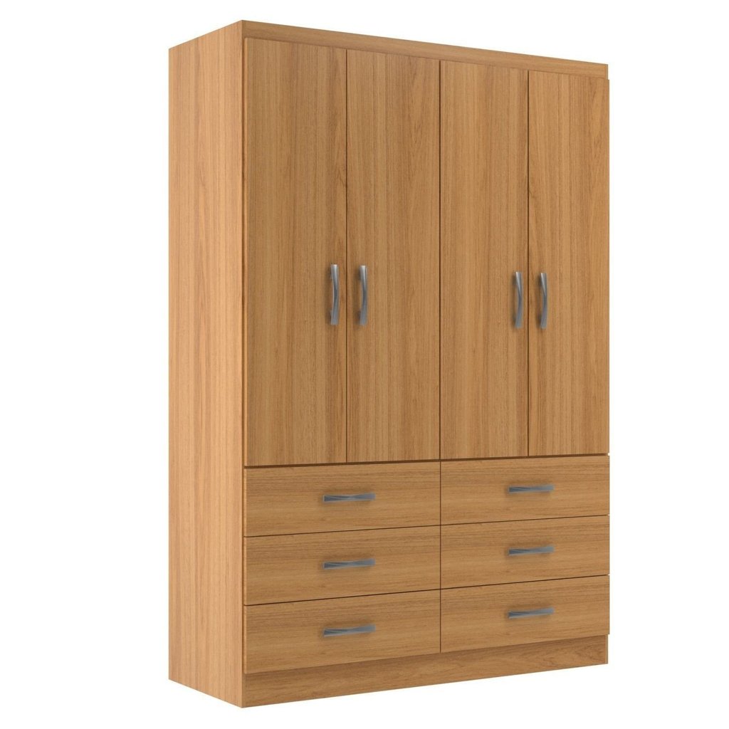Guarda Roupa Casal 4 Portas 6 Gavetas Treviso Yescasa Amarelo/Cinnamomo Cinamomo · foto 2